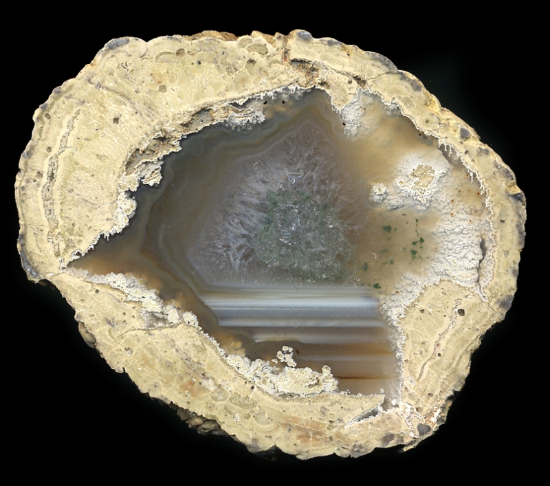 Beautiful Sandy's Bed Thunderegg with Green Speckling and Leveling Lines